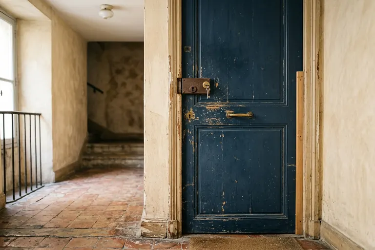 Porte en bois ancienne avec une serrure simple