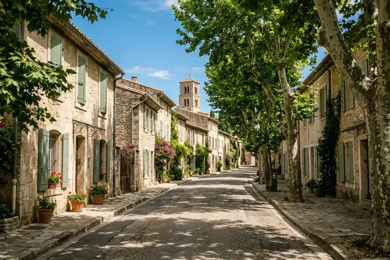 Rue résidentielle d’une commune proche de Montpellier